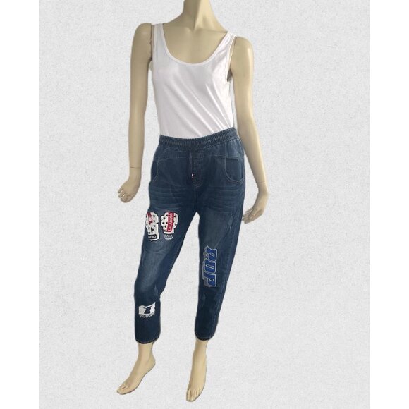 Y2K Jeans, Size L, Jeans with Patches, Drawstring Jeans, Lala Bobo - Picture 3 of 11